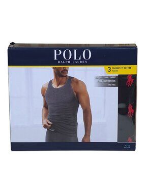 Ralph Lauren Polo 3-Pack Mens Medium Classic Fit Cotton Tanks Black Tag Free